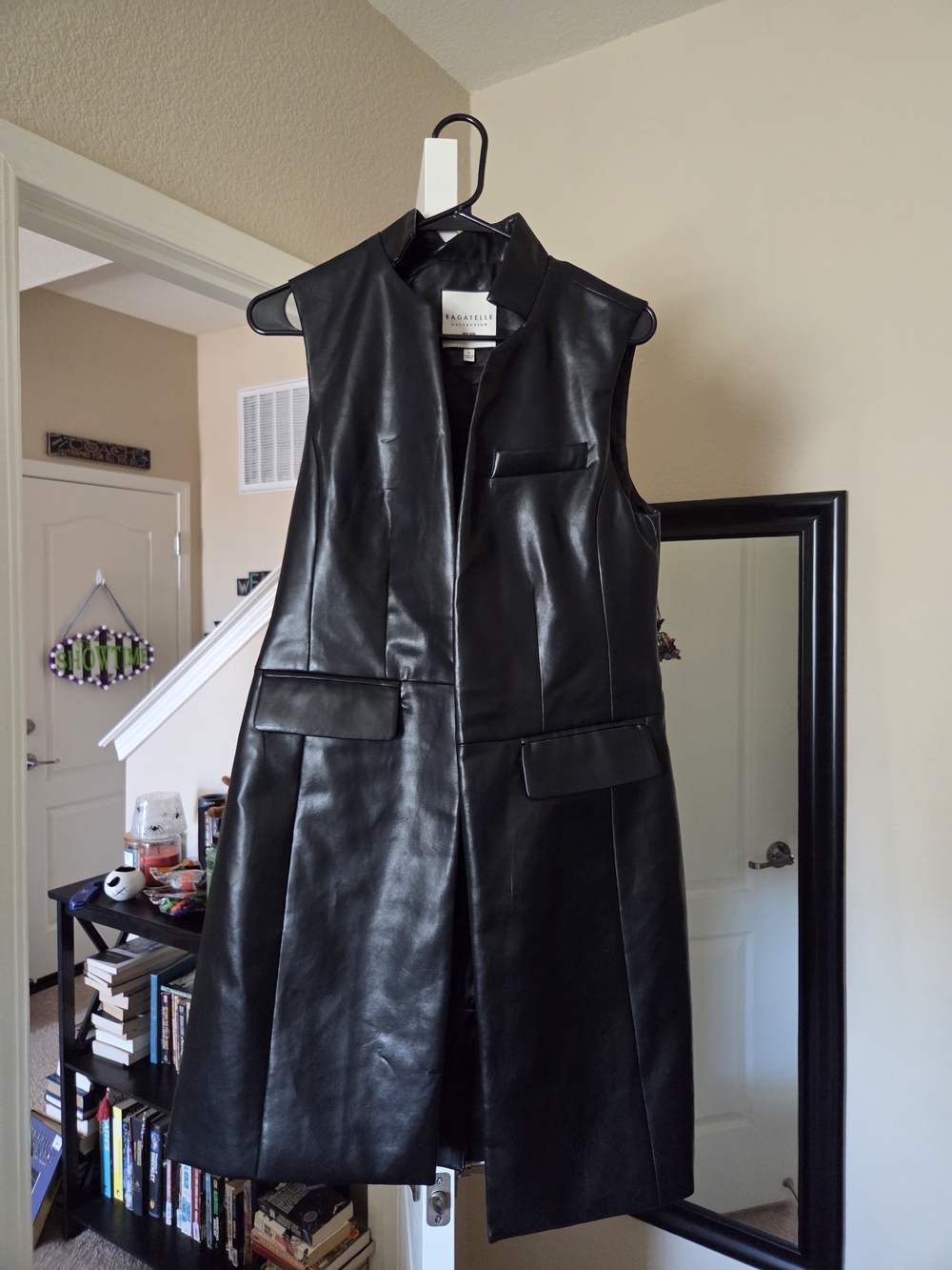 Bagatelle Black Faux Leather Longline Sleeveless Vest